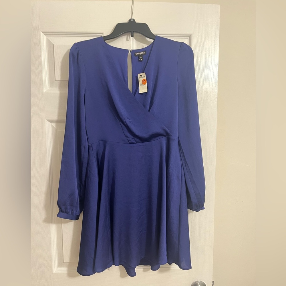 Express Women's Elegant Purple Long Sleeve Dress